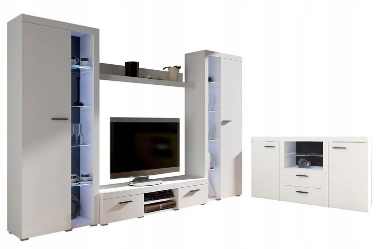 Meblościanka z komodą Biały mat SAMBA BIG