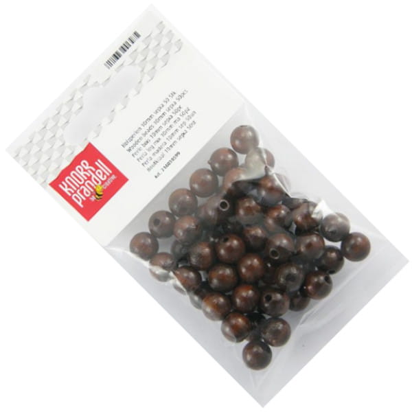 korale drewniane fi 10mm 50szt brązowe KNORR 216030599