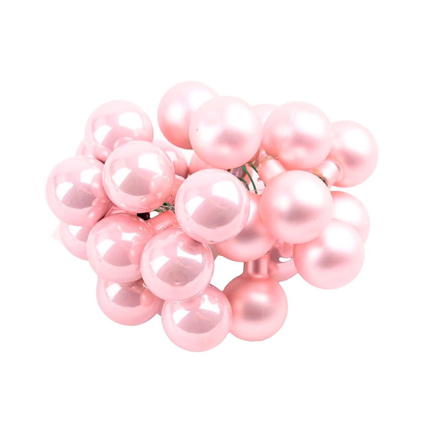 Bombki szklane na druciku różowe 2 cm - 12 szt.