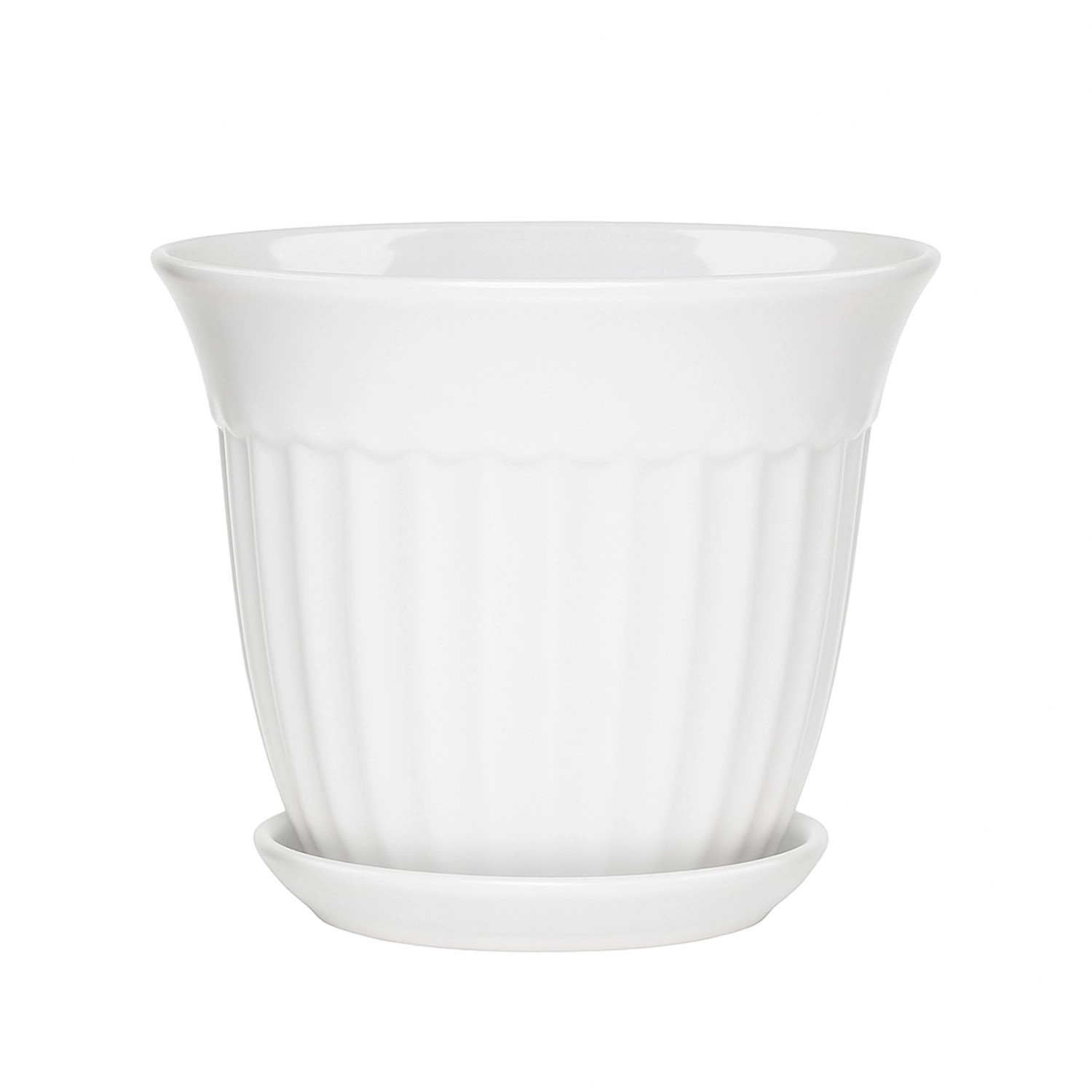 Doniczka z podstawką Xena biały połysk - 16 cm