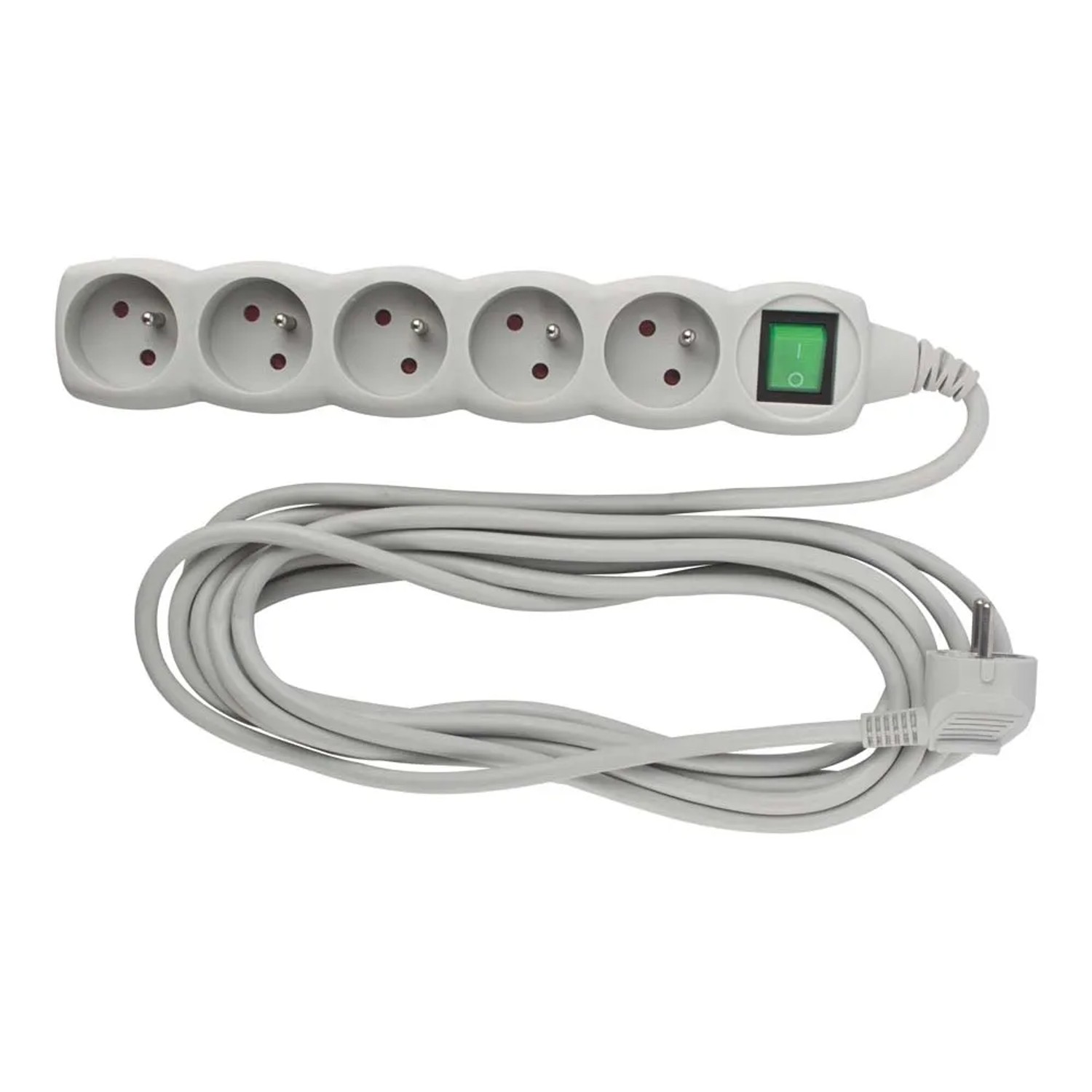 Przedłużacz 5-gniazdowy Z/U z wyłacznikiem 5 m grafitowy