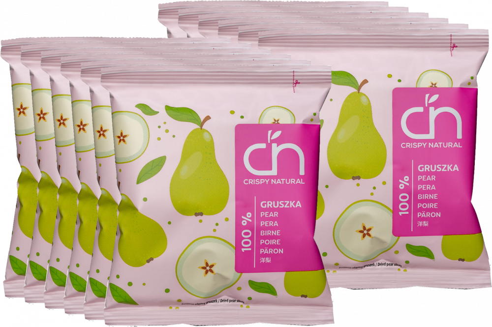 12x Suszone owoce Crispy Natural 100% Gruszka, chipsy, 18g