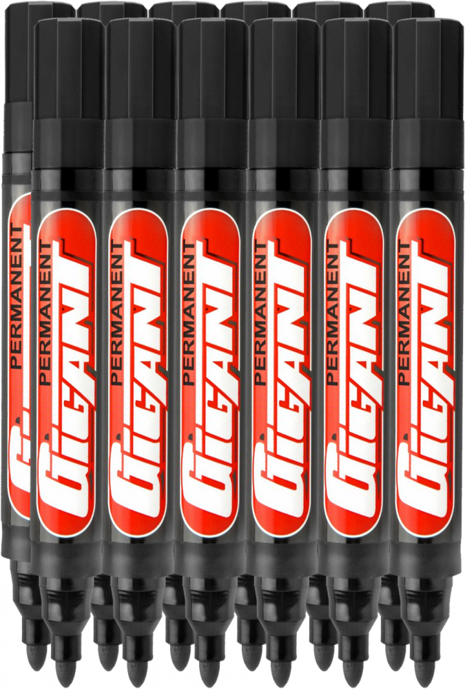 12x Marker permanentny Kamet, Gigant, okrągła, 5.2mm czarny