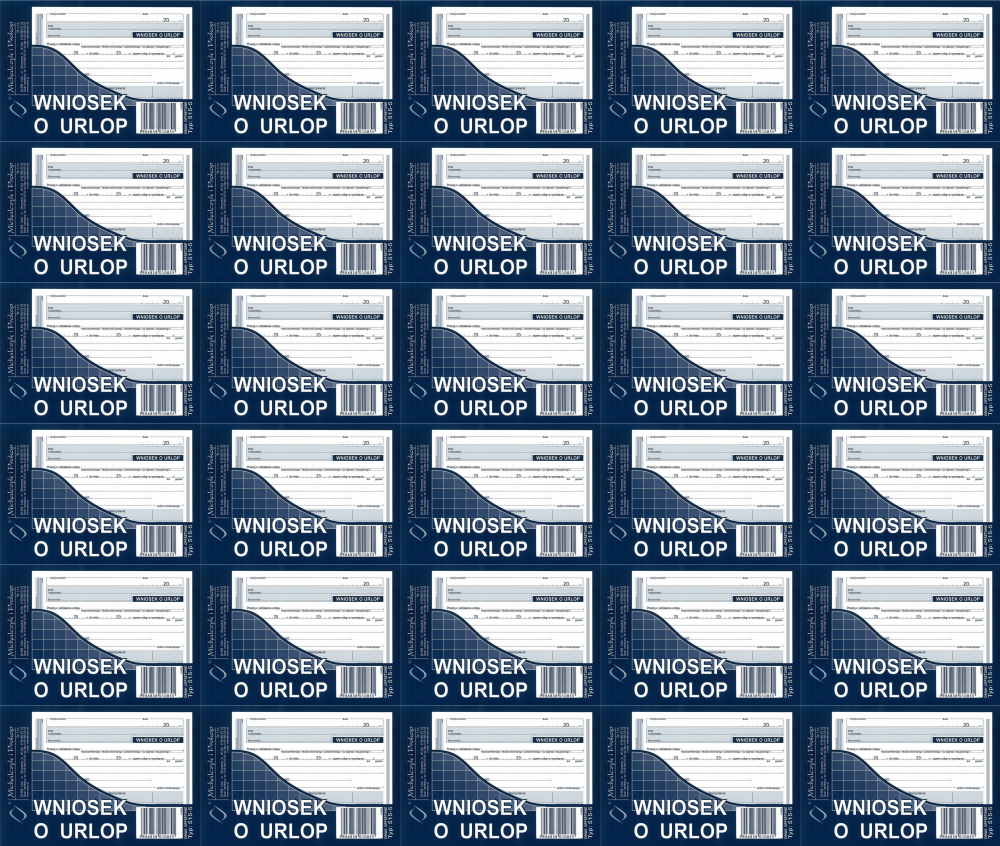 100x Druk akcydensowy Wniosek o urlop MiP 515-5, A6, offsetowy, 40k