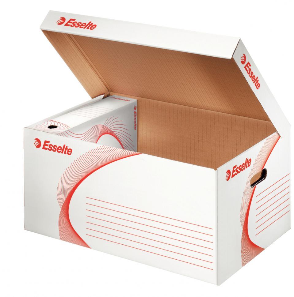 Pudło archiwizacyjne zbiorcze Esselte, 550mm, do 5 pudeł 100mm, otwierane od góry, biały