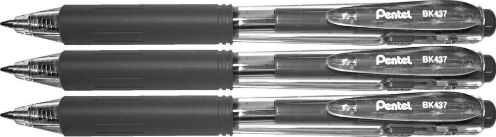3x Długopis Pentel, BK 437, 0.7mm, czarny