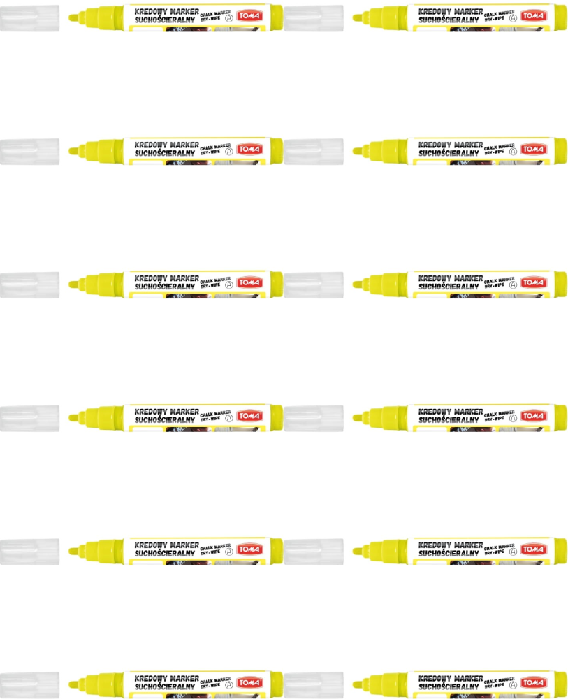 12x Marker kredowy suchościeralny Toma TO-296, okrągła, 4.5 mm, żółty