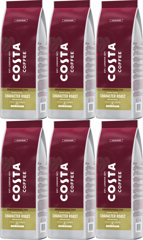 6x Kawa ziarnista Costa Professional Bright Blend, 100% Arabika, 1kg