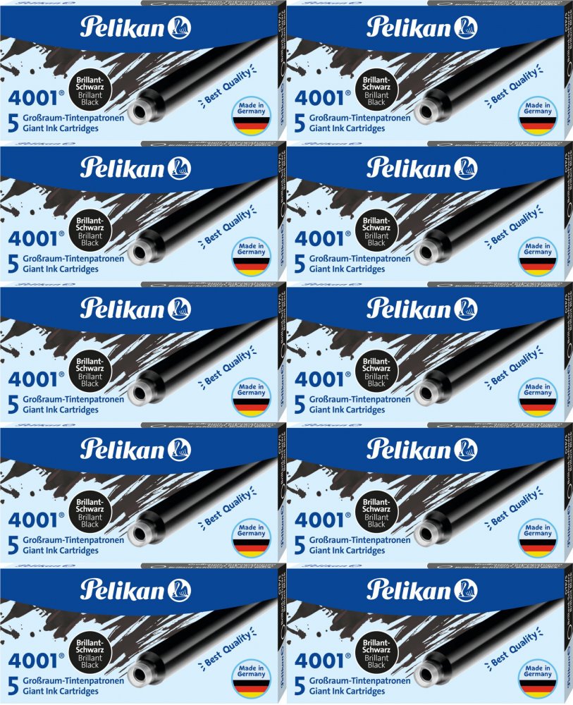 10x Naboje atramentowe długie Pelikan, 4001, 5 sztuk, czarny