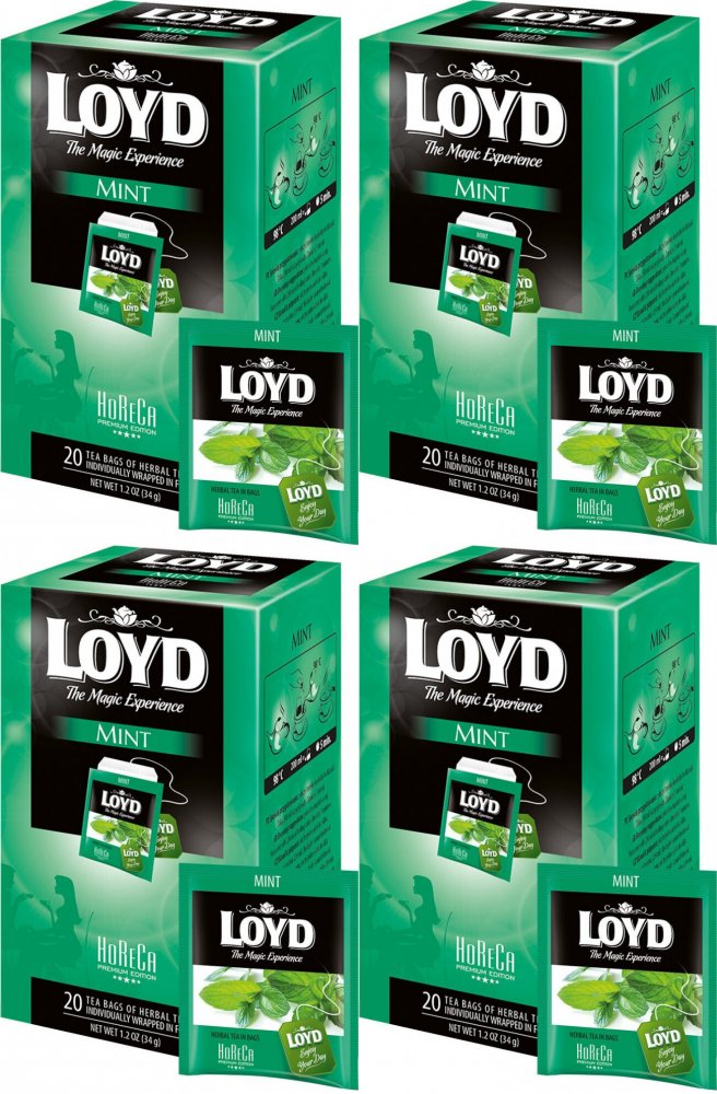 4x Herbata ziołowa w kopertach Loyd Mint Horeca, 20 sztuk x 1.7g