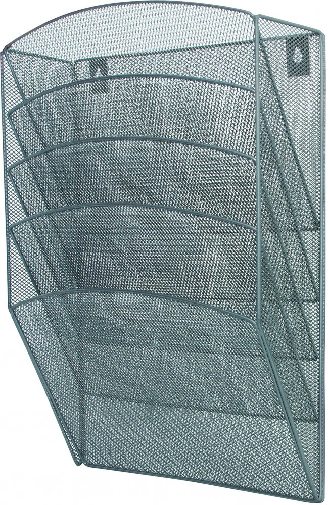 Pojemnik na dokumenty Q-Connect Office Set, na ścianę, 5 kieszeni, A4, druciany, srebrny