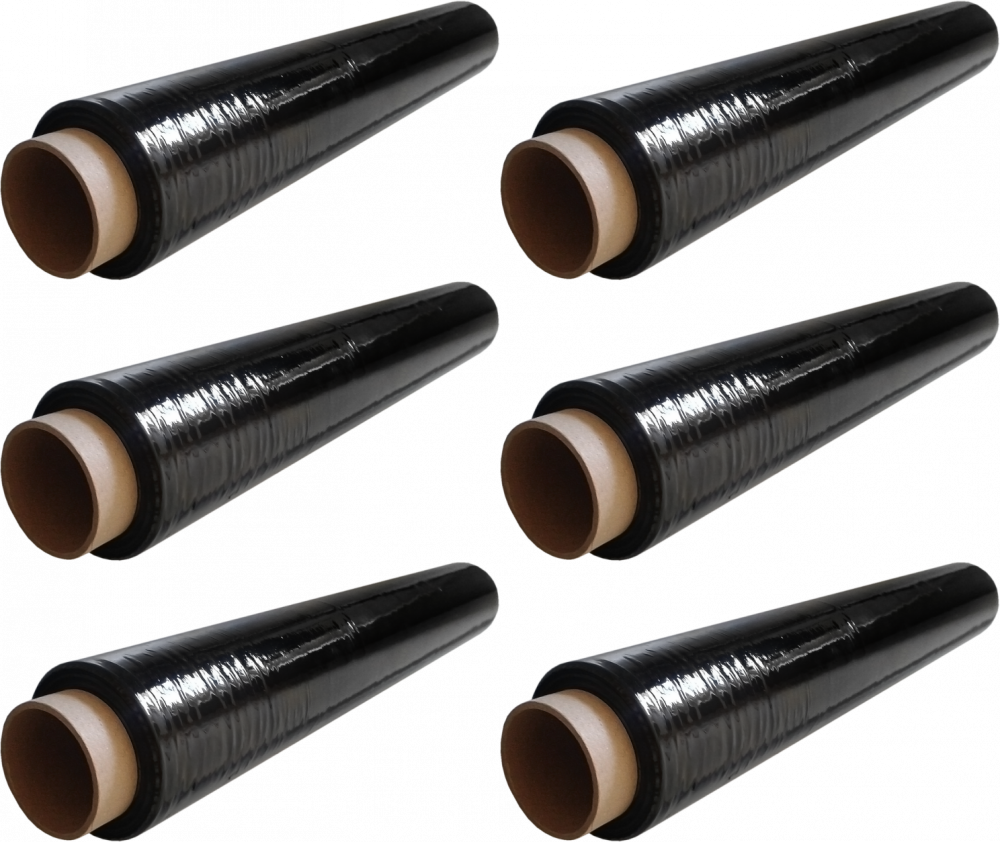 6x Folia zabezpieczająca stretch Emerson, 0.5 x 158m, 1.65kg, 23 μm, czarny