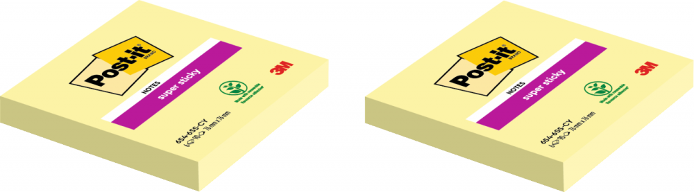 2x Karteczki samoprzylepne Post-it Super Sticky, 76x76mm, 90 karteczek, żółty pastelowy