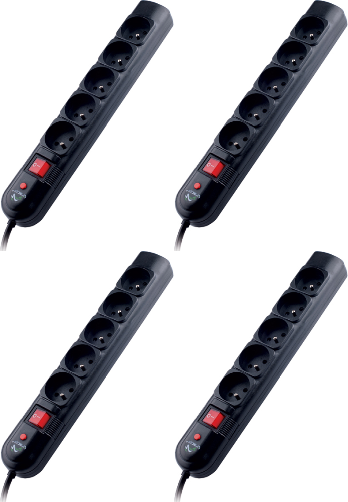 4x Listwa zasilająca Tracer PowerGuard +, 1.8m, 5 gniazd, czarny