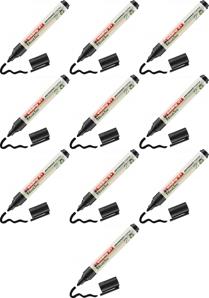 10x Marker permanentny edding 21 EcoLine, okrągła, 1.5-3mm, czarny