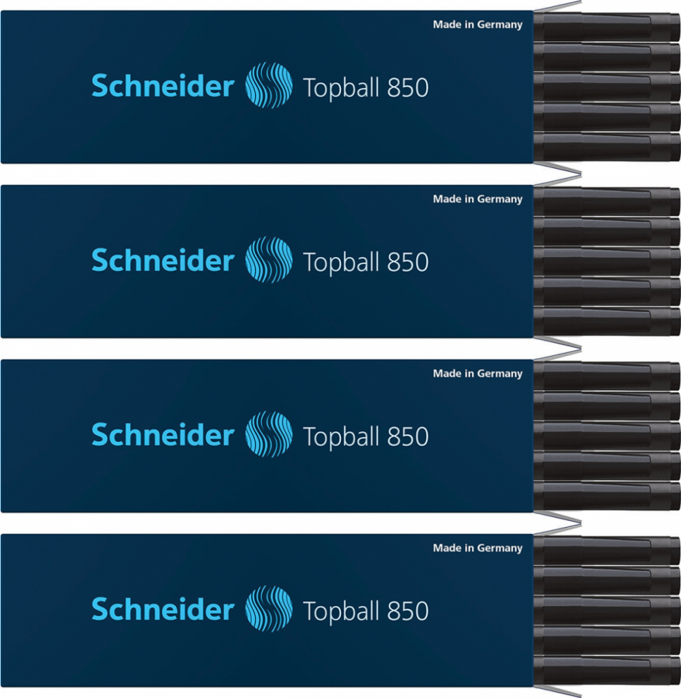 20x Wkład do pióra kulkowego Schneider, Topball 850, czarny