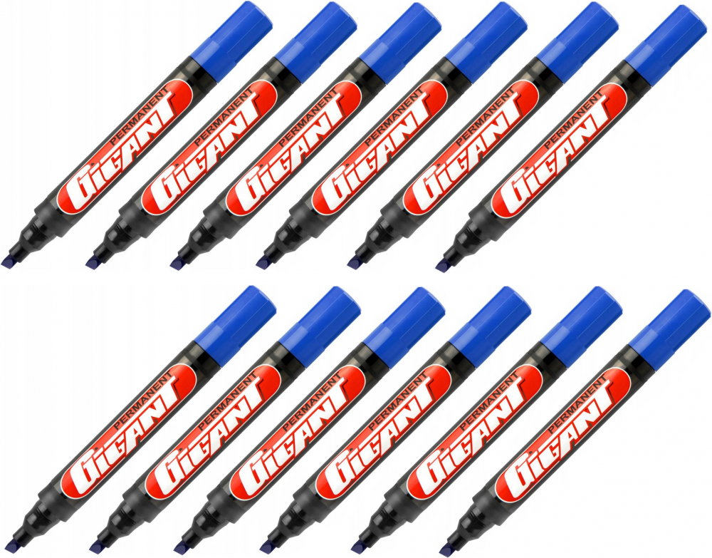 12x Marker permanentny Kamet, Gigant, ścięta, 5.5mm niebieski