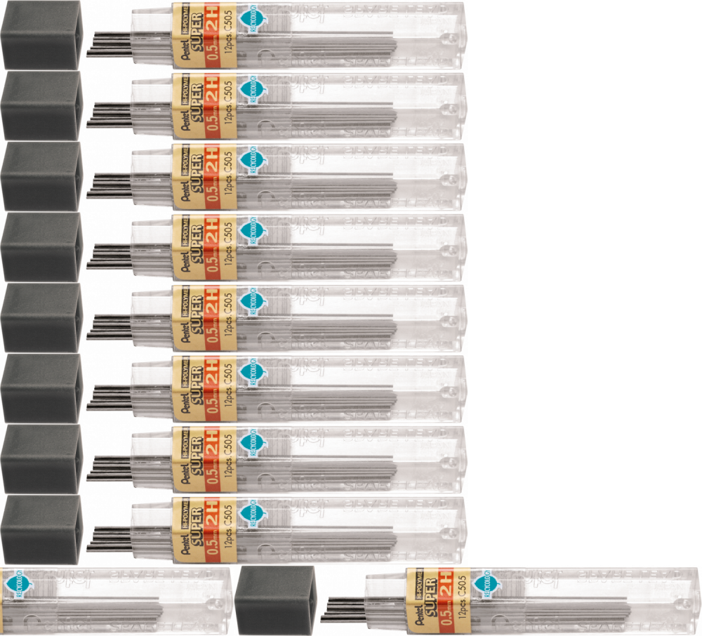 10x Grafity ołówkowe Pentel, 0.5 mm, 2H