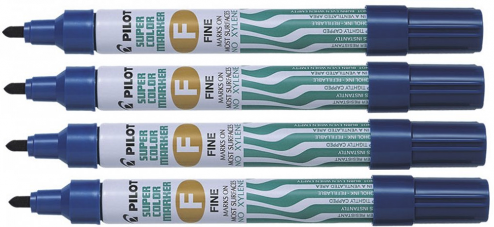 4x marker permanentny Pilot SCA-F, okrągła, 1mm, niebieski