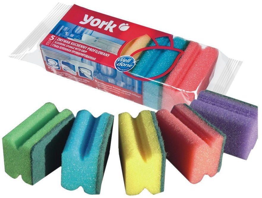 Zmywak kuchenny profilowany York, 5 sztuk, mix kolorów