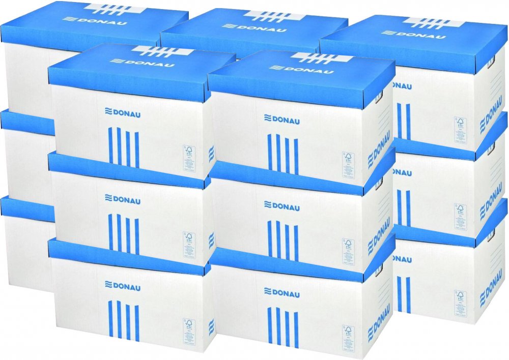 15x Pudło archiwizacyjne zbiorcze Donau, 545mm, do 6 pudeł 80mm, otwierane od góry, niebieski