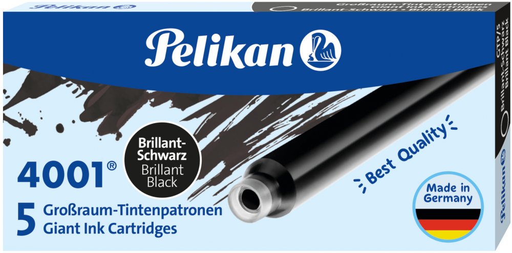 Naboje atramentowe długie Pelikan, 4001, 5 sztuk, czarny
