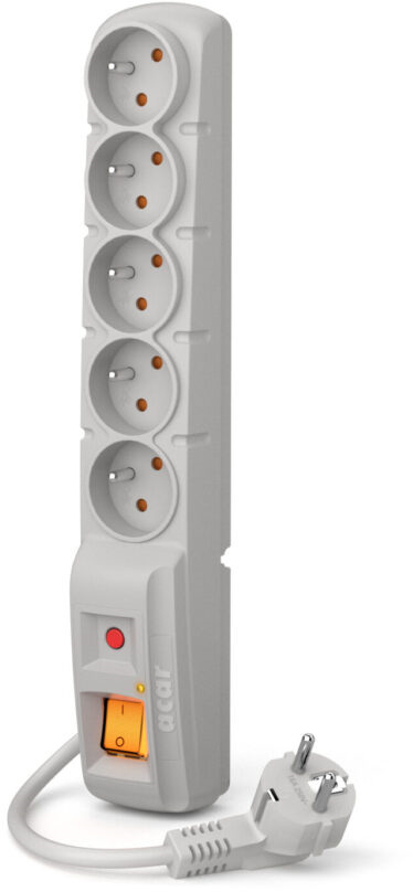 Listwa przeciwprzepięciowa Acar F5, 1.5m, 5 gniazd, szary