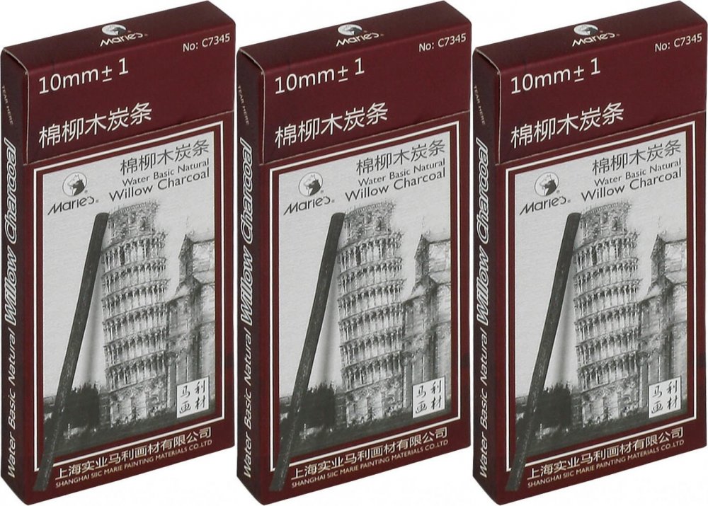 3x Węgiel naturalny C 7345 Maries, 5 sztuk, 10 mm, czarny