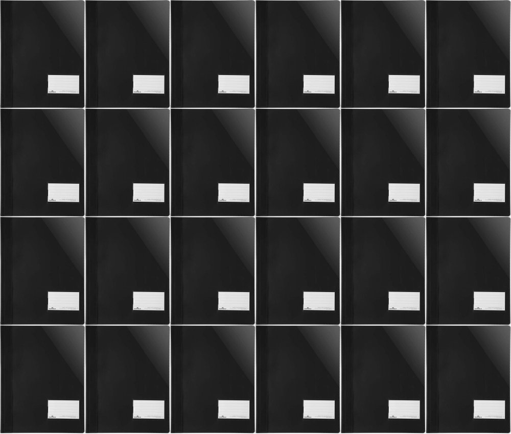 24x Skoroszyt plastikowy Durable, A4+, z okienkiem, do 200 kartek, przezroczysty/czarny