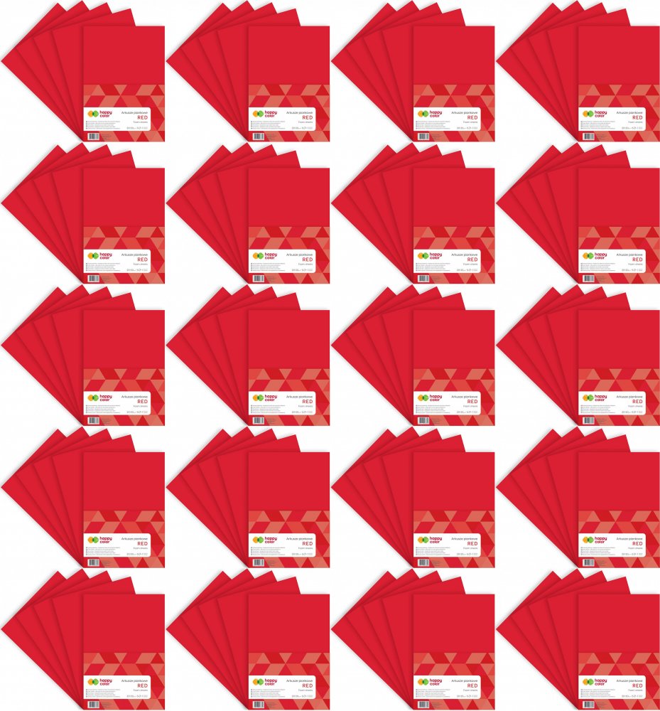 20x Arkusze piankowe Happy Color, A4, 5 arkuszy, czerwony