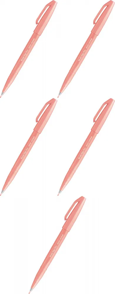 5x Pisak pędzelkowy do kaligrafii Pentel Brush Sign Pen SES15C, 2.07mm, koralowo-pomarańczowy