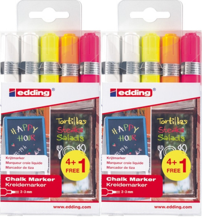 2x Marker kredowy edding e-4095, 3mm, 5 sztuk, mix kolorów