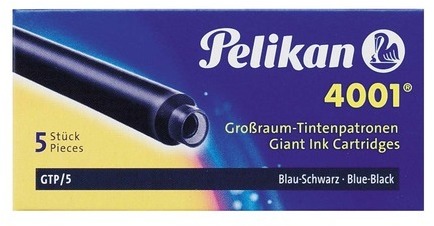 Naboje atramentowe długie Pelikan, 4001, 5 sztuk, niebiesko-czarny
