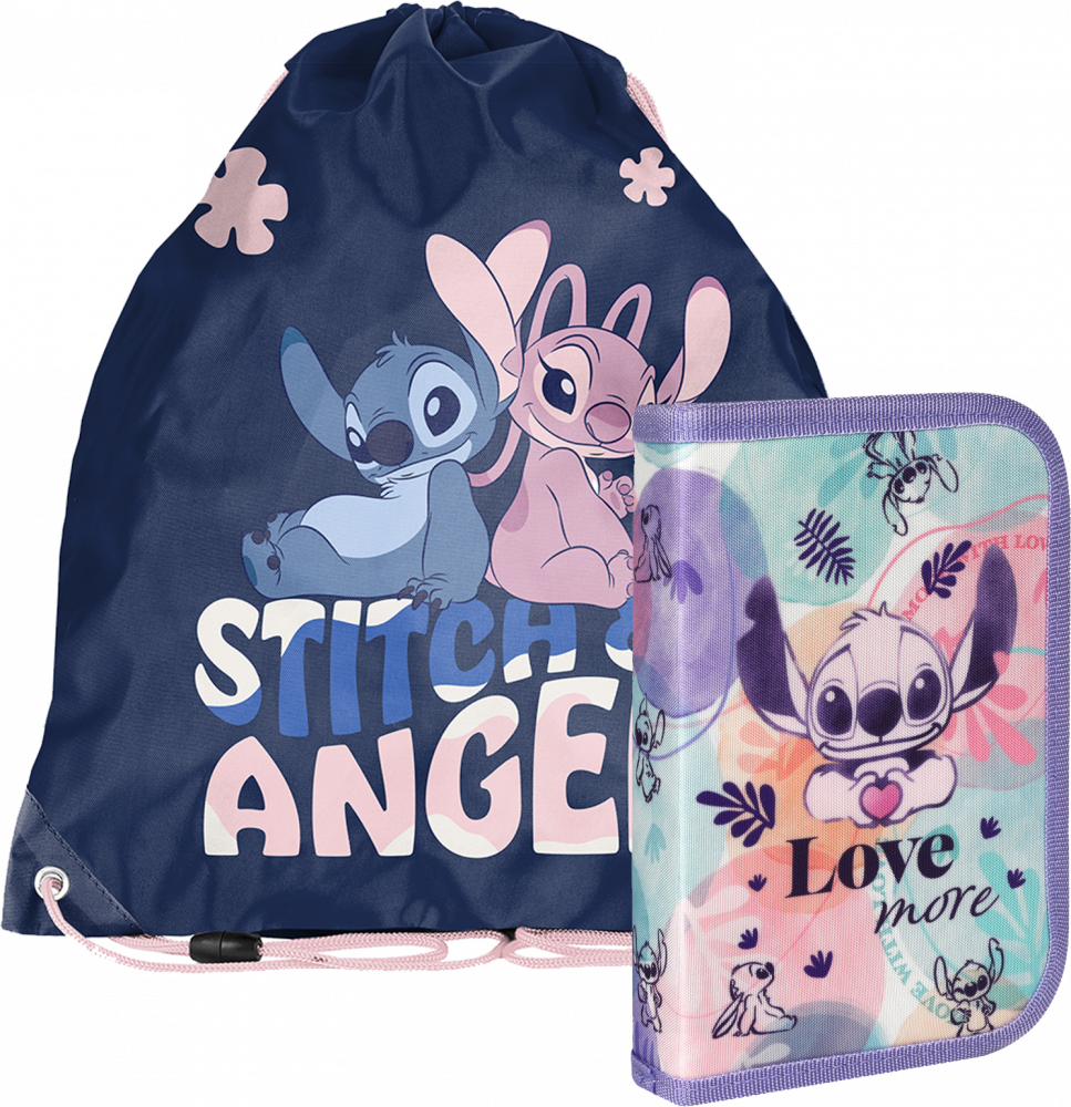 Zestaw: Piórnik szkolny CoolPack Clipper Stitch Pastel + Worek na buty Paso Disney Stitch