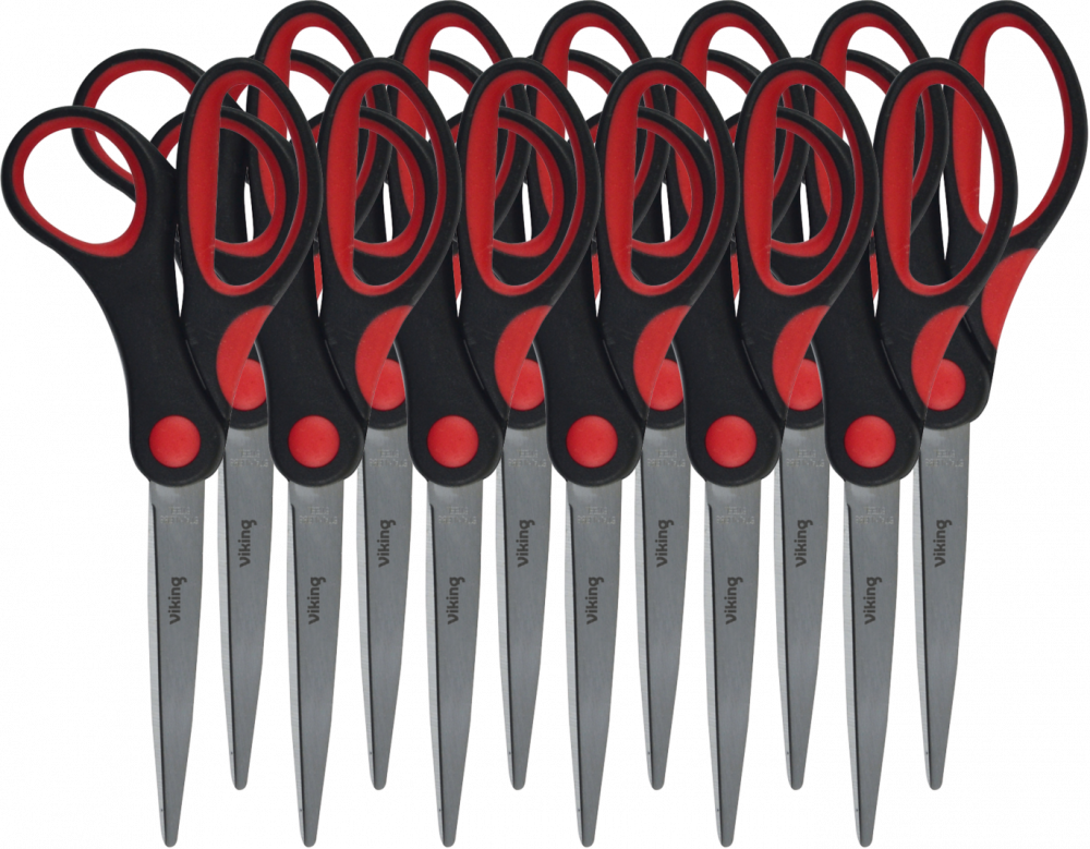 12x Nożyczki biurowe Viking, 15cm, czarno-czerwony