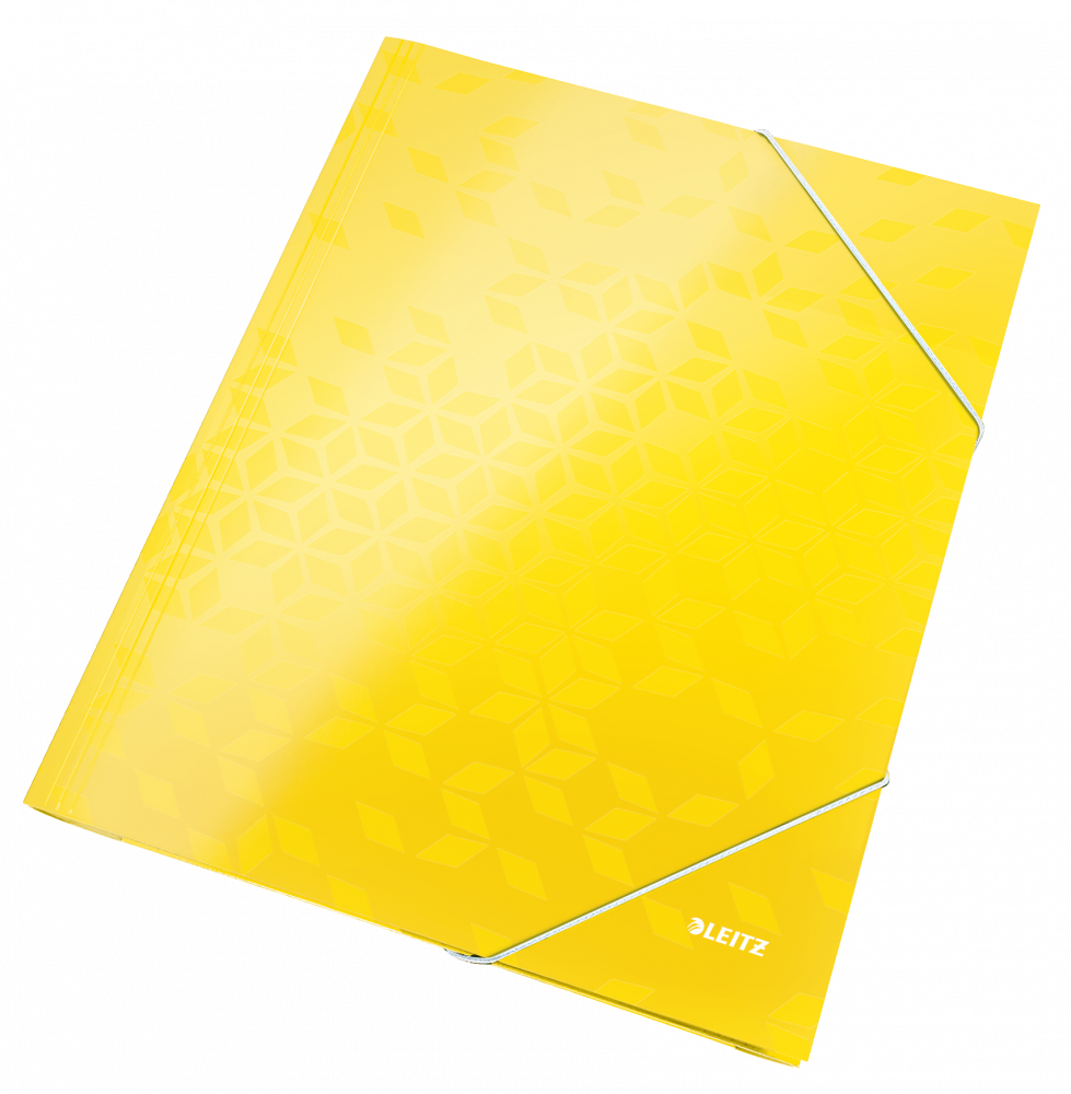 Teczka kartonowa z narożną gumką Leitz Wow, A4, 300g/m2, 15mm, żółty