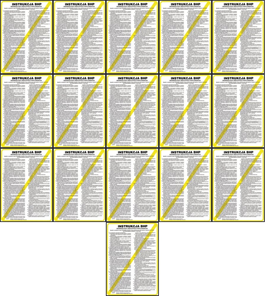 16x Tabliczka informacyjna Anro, Z-IB1, "Instrukcja BHP obowiązująca wszystkich pracowników"