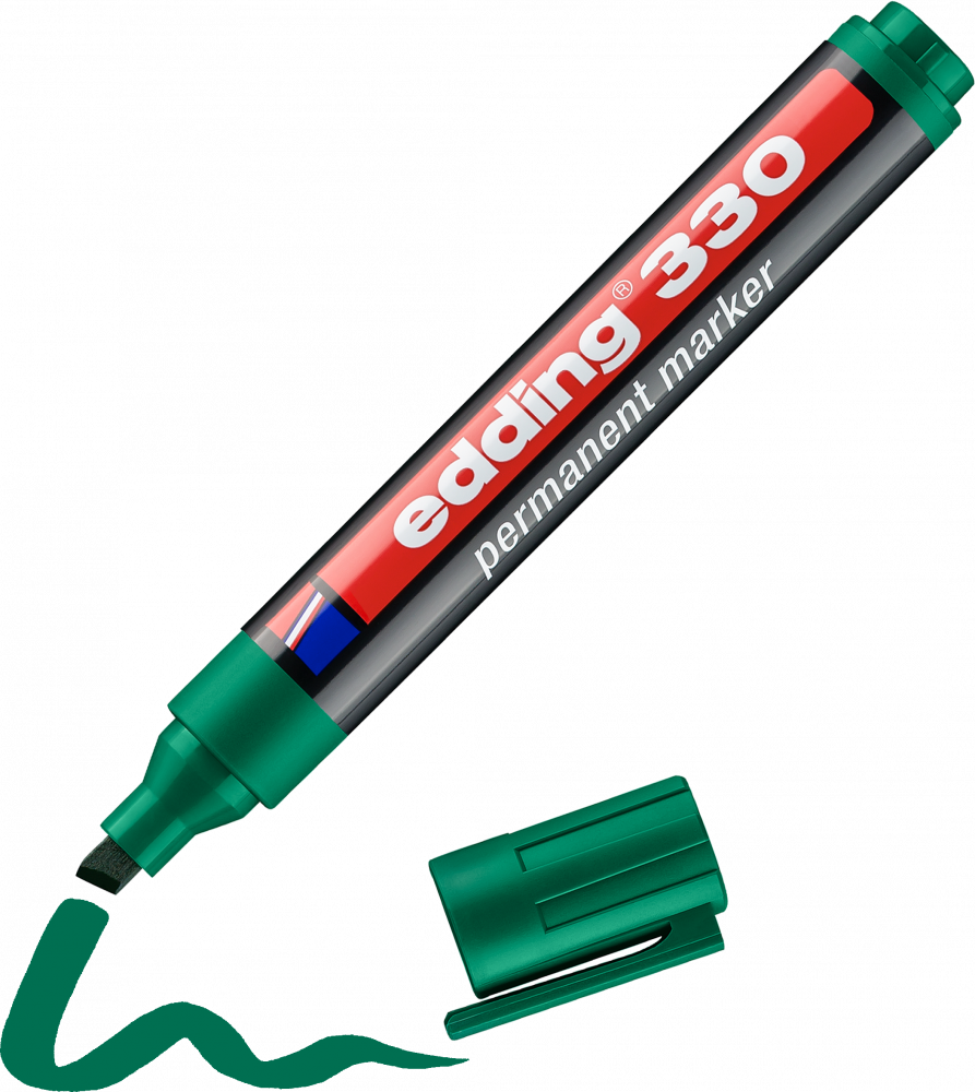 Marker permanentny edding 330, ścięta, 1-5 mm, zielony