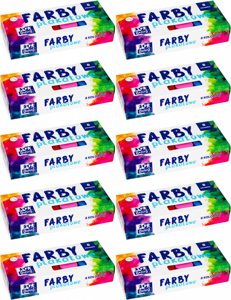 10x Farby plakatowe Oxford, 20ml, 8 sztuk, mix kolorów