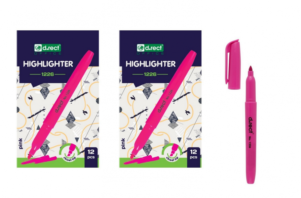 24x Zakreślacz D.Rect, 1226, ścięta, 5mm, różowy