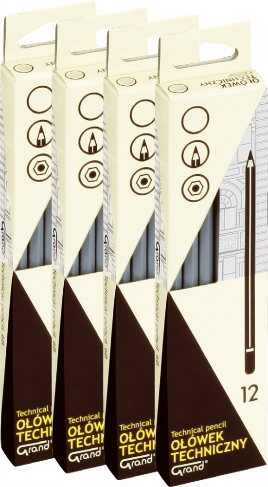 48x Ołówek techniczny Grand, HB, szary