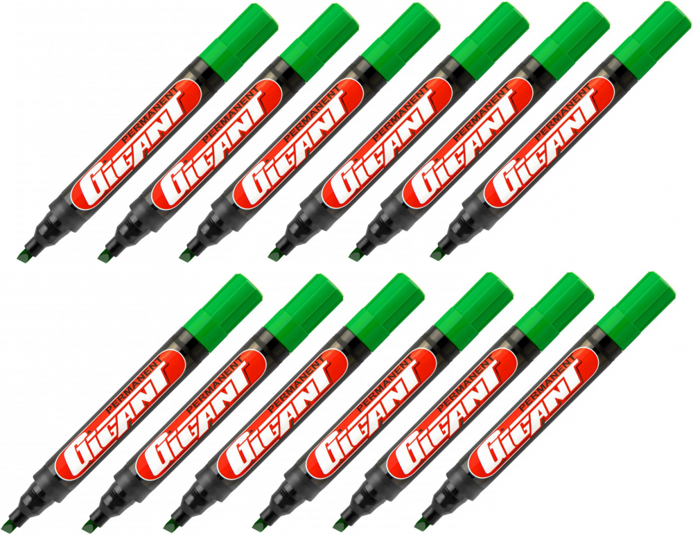 12x Marker permanentny Kamet, Gigant, ścięta, 5.5mm zielony, tak