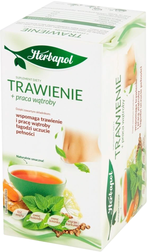 Herbata funkcjonalna w torebkach Herbapol, trawienie + praca wątroby, 20 sztuk x 2g