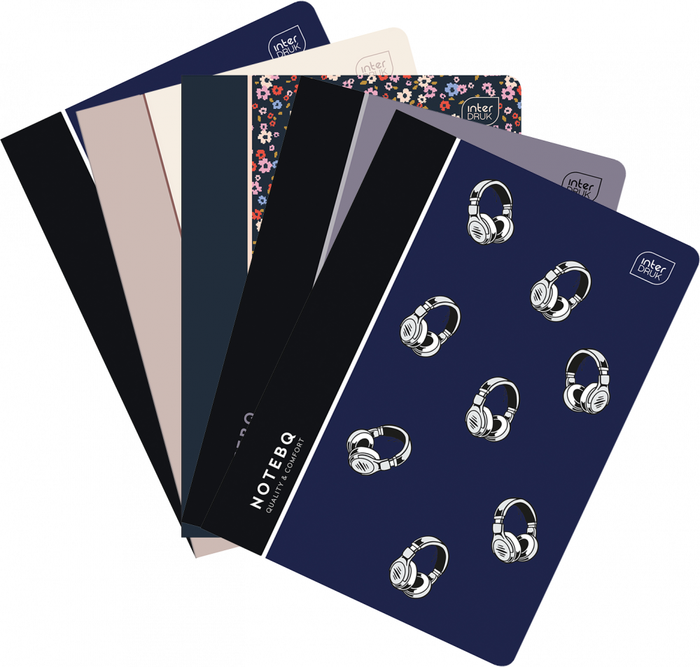5x Zeszyt w kratkę Interdruk, A5, 60 kartek, okładka PP, mix wzorów