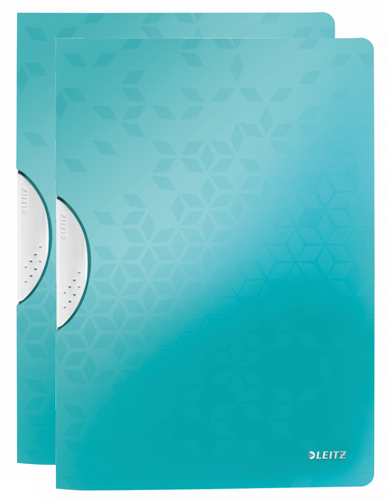 2x Skoroszyt plastikowy z klipsem Leitz Wow ColorClip, A4, do 30 kartek, turkusowy