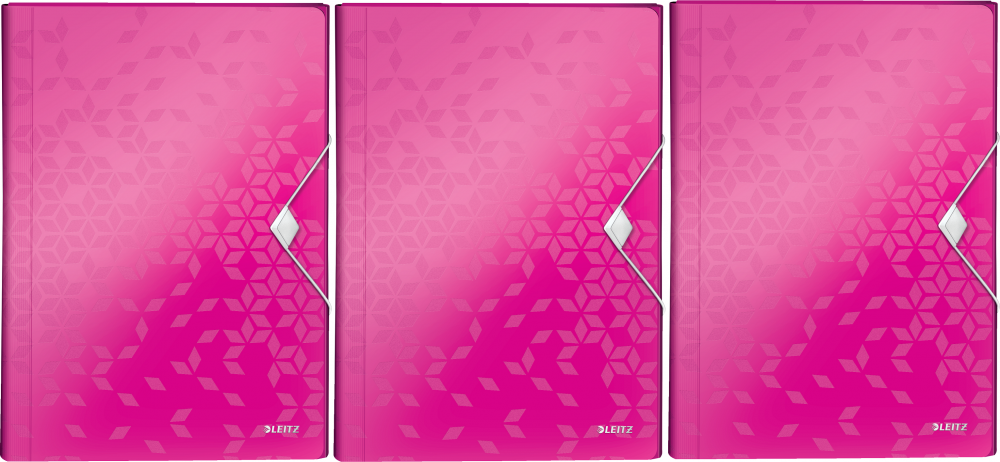 3x Teczka z przegródkami Leitz Wow, A4, 6 przegródek, różowy