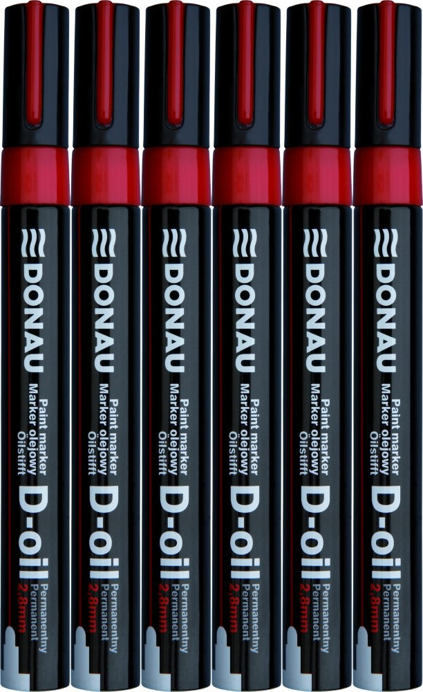6x Marker olejowy Donau, D-Oil, okrągła, 2.8 mm, czerwony