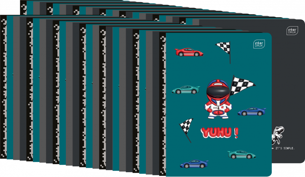 80x Zeszyt w kratkę Interdruk UV Boys, A5, 16 kartek, mix wzorów