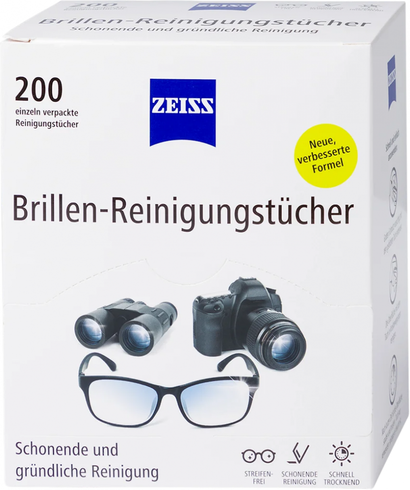 Chusteczki do czyszczenia okularów i wyświetlaczy Zeiss, 200 sztuk