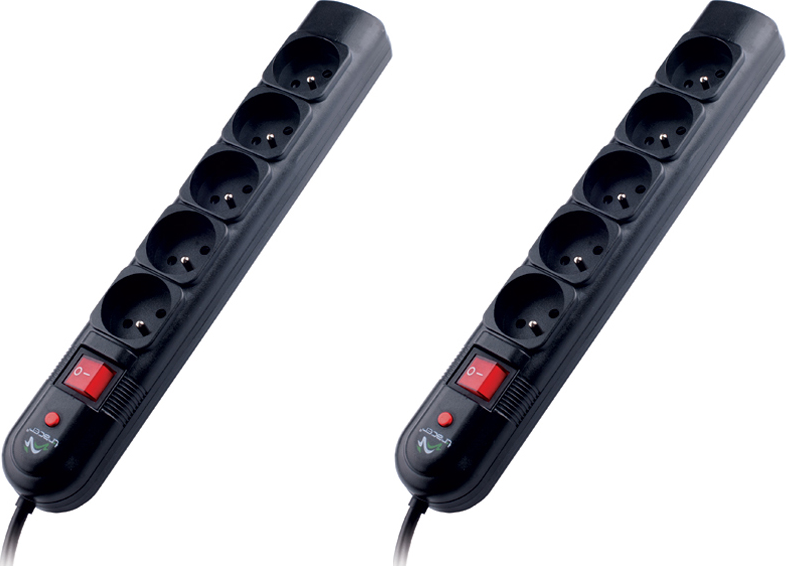 2x Listwa zasilająca Tracer PowerGuard +, 1.8m, 5 gniazd, czarny